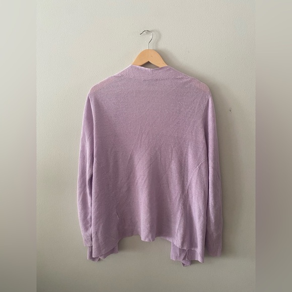 Eileen Fisher Organic Linen size Large Open Front Lilac Cardigan Sweater cotton - Picture 5 of 11